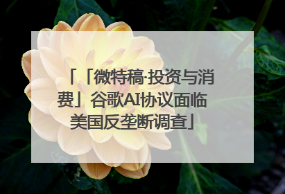 「微特稿·投资与消费」谷歌AI协议面临美国反垄断调查