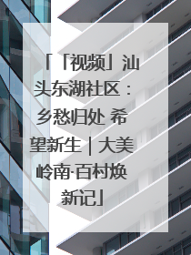 「视频」汕头东湖社区：乡愁归处 希望新生｜大美岭南·百村焕新记