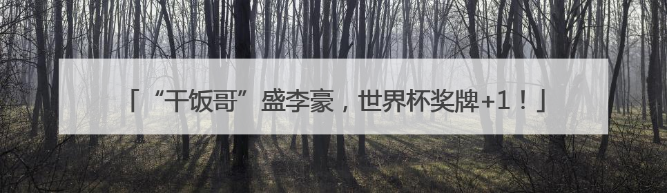 “干饭哥”盛李豪，世界杯奖牌+1！