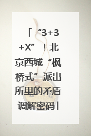 “3+3+X”！北京西城“枫桥式”派出所里的矛盾调解密码