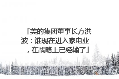 美的集团董事长方洪波：谁现在进入家电业，在战略上已经输了