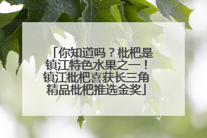 你知道吗？枇杷是镇江特色水果之一！镇江枇杷喜获长三角精品枇杷推选金奖