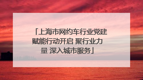 上海市网约车行业党建赋能行动开启 聚行业力量 深入城市服务