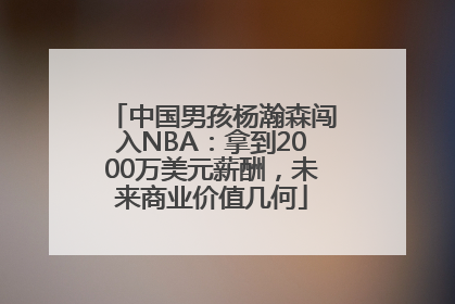 中国男孩杨瀚森闯入NBA：拿到2000万美元薪酬，未来商业价值几何