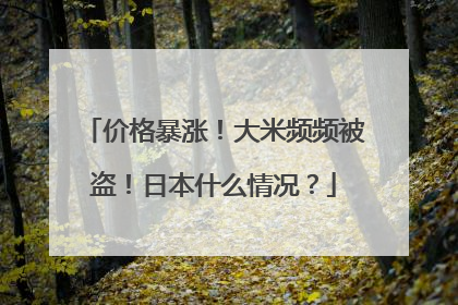 价格暴涨！大米频频被盗！日本什么情况？