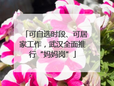 可自选时段、可居家工作，武汉全面推行“妈妈岗”