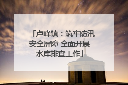 卢峰镇：筑牢防汛安全屏障 全面开展水库排查工作