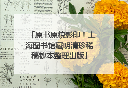 原书原貌影印！上海图书馆藏明清珍稀稿钞本整理出版