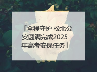 全程守护 松北公安圆满完成2025年高考安保任务