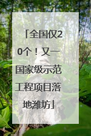 全国仅20个！又一国家级示范工程项目落地潍坊