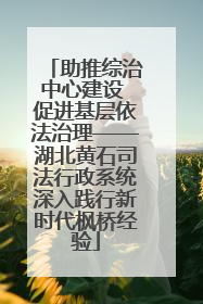 助推综治中心建设 促进基层依法治理——湖北黄石司法行政系统深入践行新时代枫桥经验