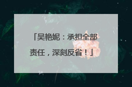 吴艳妮：承担全部责任，深刻反省！