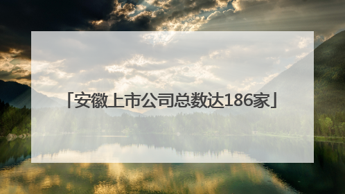 安徽上市公司总数达186家