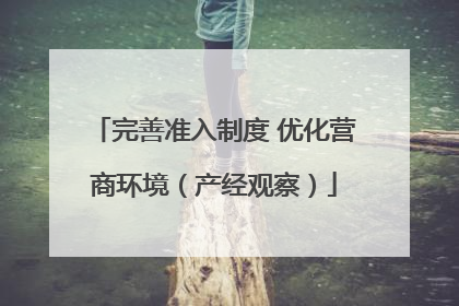完善准入制度 优化营商环境（产经观察）