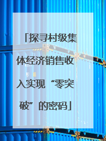 探寻村级集体经济销售收入实现“零突破”的密码