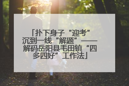 扑下身子“迎考” 沉到一线“解题”——解码岳阳县毛田镇“四多四好”工作法