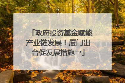 政府投资基金赋能产业链发展！厦门出台促发展措施→