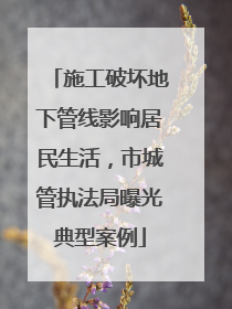 施工破坏地下管线影响居民生活，市城管执法局曝光典型案例