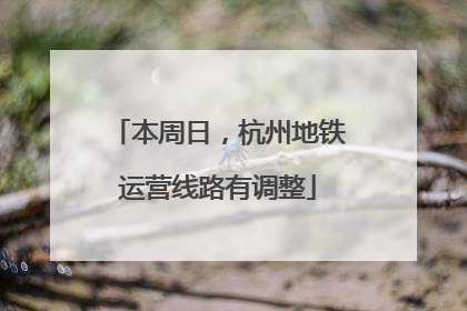 本周日，杭州地铁运营线路有调整