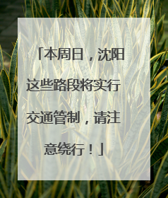 本周日，沈阳这些路段将实行交通管制，请注意绕行！