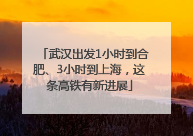 武汉出发1小时到合肥、3小时到上海，这条高铁有新进展