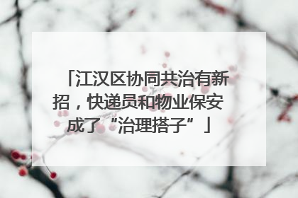 江汉区协同共治有新招，快递员和物业保安成了“治理搭子”