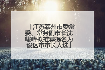 江苏泰州市委常委、常务副市长沈峻峰拟推荐提名为设区市市长人选