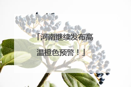 河南继续发布高温橙色预警！