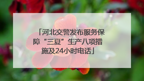 河北交警发布服务保障“三夏”生产八项措施及24小时电话