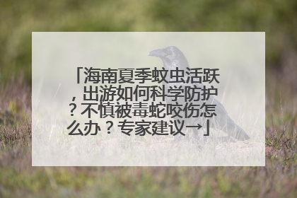 海南夏季蚊虫活跃，出游如何科学防护？不慎被毒蛇咬伤怎么办？专家建议→