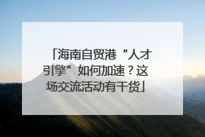 海南自贸港“人才引擎”如何加速？这场交流活动有干货
