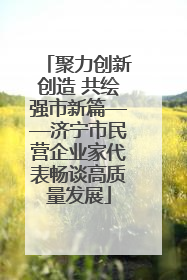 聚力创新创造 共绘强市新篇——济宁市民营企业家代表畅谈高质量发展