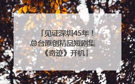 见证深圳45年！总台原创精品短剧集《奇迹》开机