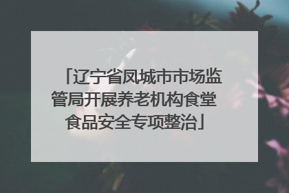 辽宁省凤城市市场监管局开展养老机构食堂食品安全专项整治