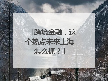 跨境金融，这个热点未来上海怎么抓？