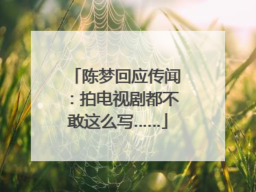 陈梦回应传闻：拍电视剧都不敢这么写……