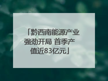 黔西南能源产业强劲开局 首季产值近83亿元