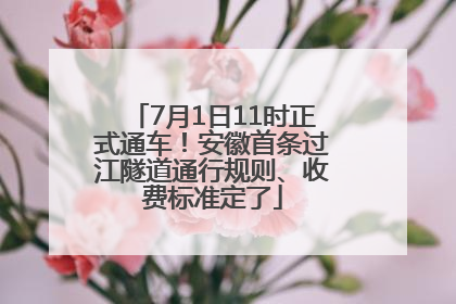 7月1日11时正式通车！安徽首条过江隧道通行规则、收费标准定了